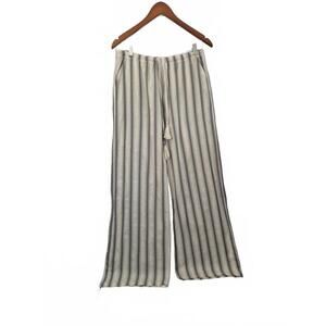 Love Poem Ladies 100% Cotton Cream Gray Striped Lounge Pant Drawstring